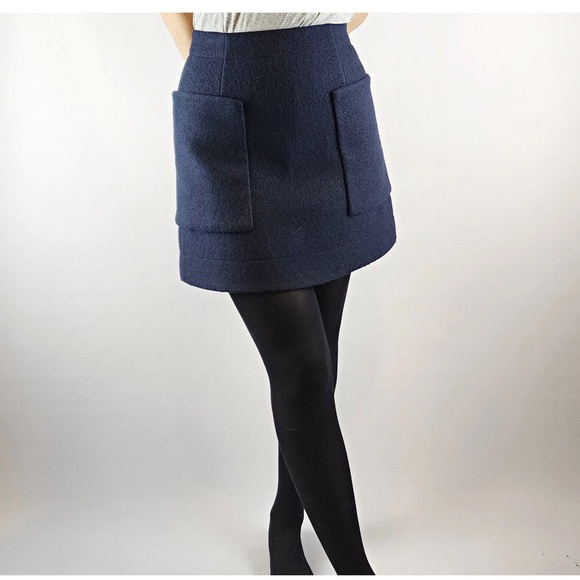 COS Wool Mini Skirt Navy - Picture 2 of 8